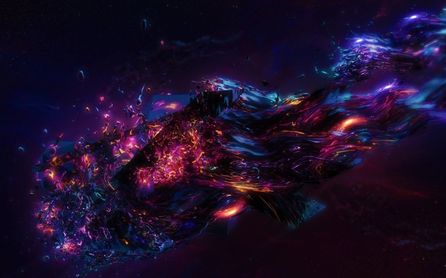 Descargar 1440x900 Black Object, Burning, Particles, Stars Wallpapers