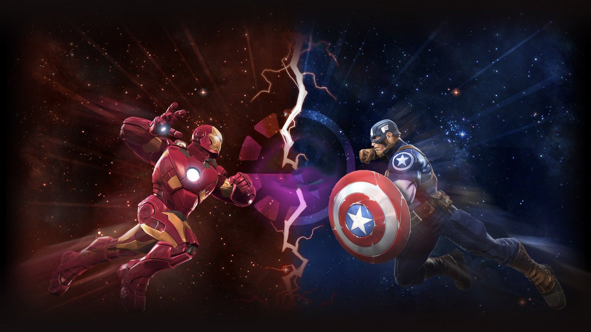 Streaming de fondo de pantalla de iron man vs captain america artwork - HD gratis