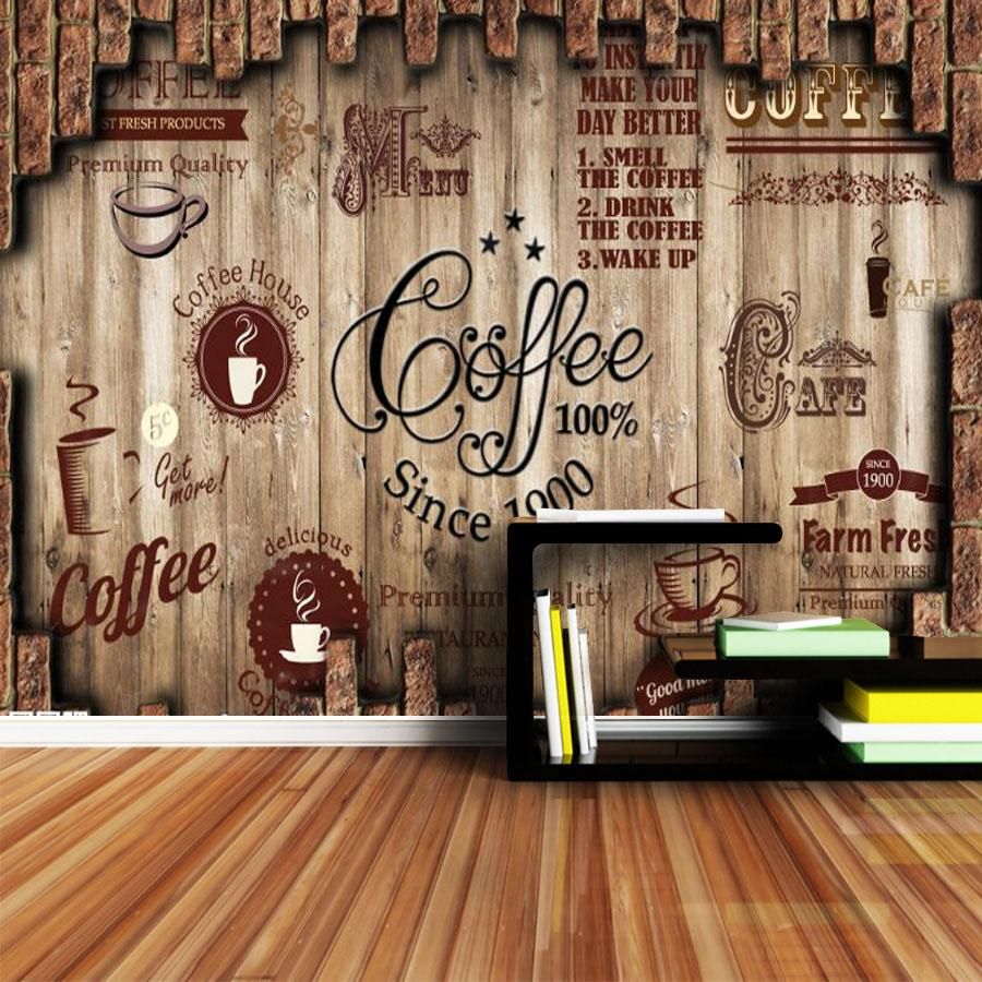 ShineHome-Retro Coffee Tea Time Cafe Store Fondo de pantalla de ladrillo para habitaciones 3d Paredes Fondos de pantalla para 3 d Murales de papel de pared