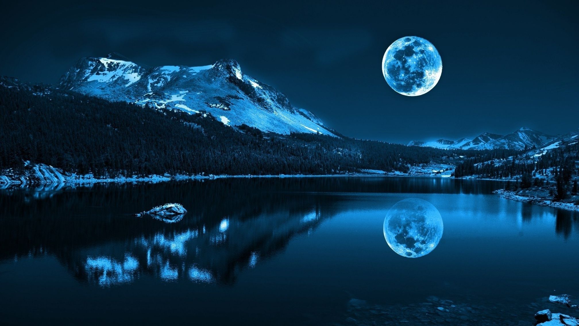 Imagen para fondo de pantalla en 3D del lago y la luna fondos de pantalla HD