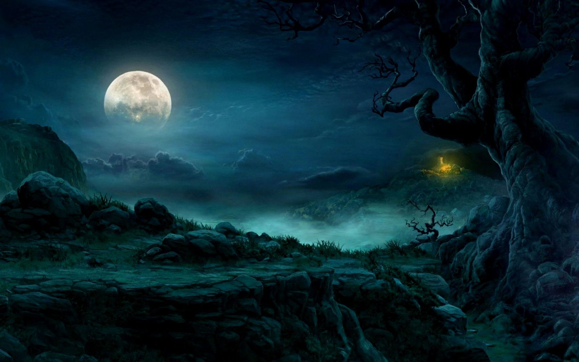 Noche misteriosa luna llena fondos de pantalla | Noche misteriosa luna llena