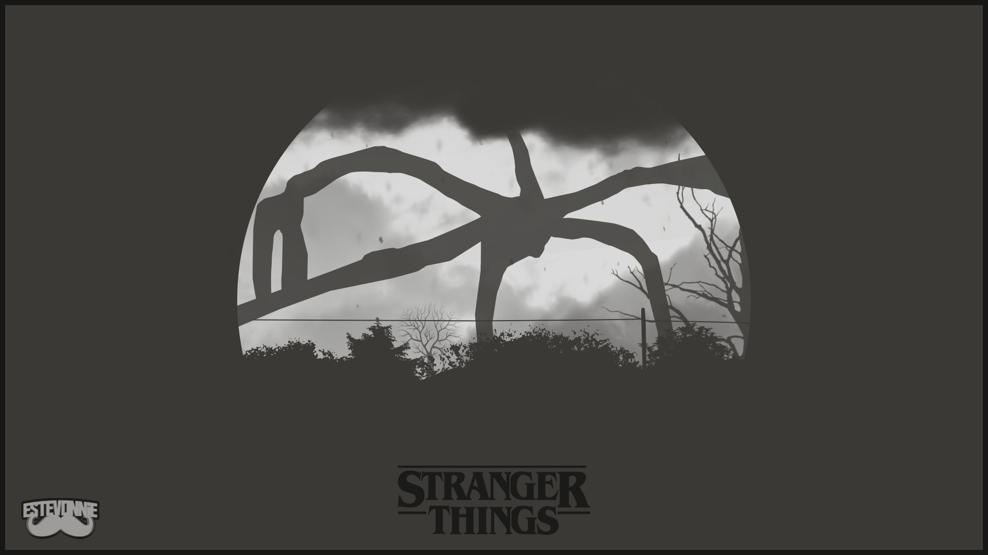 Fondo de pantalla de Stranger Things, Stranger Things, arte digital, monocromo
