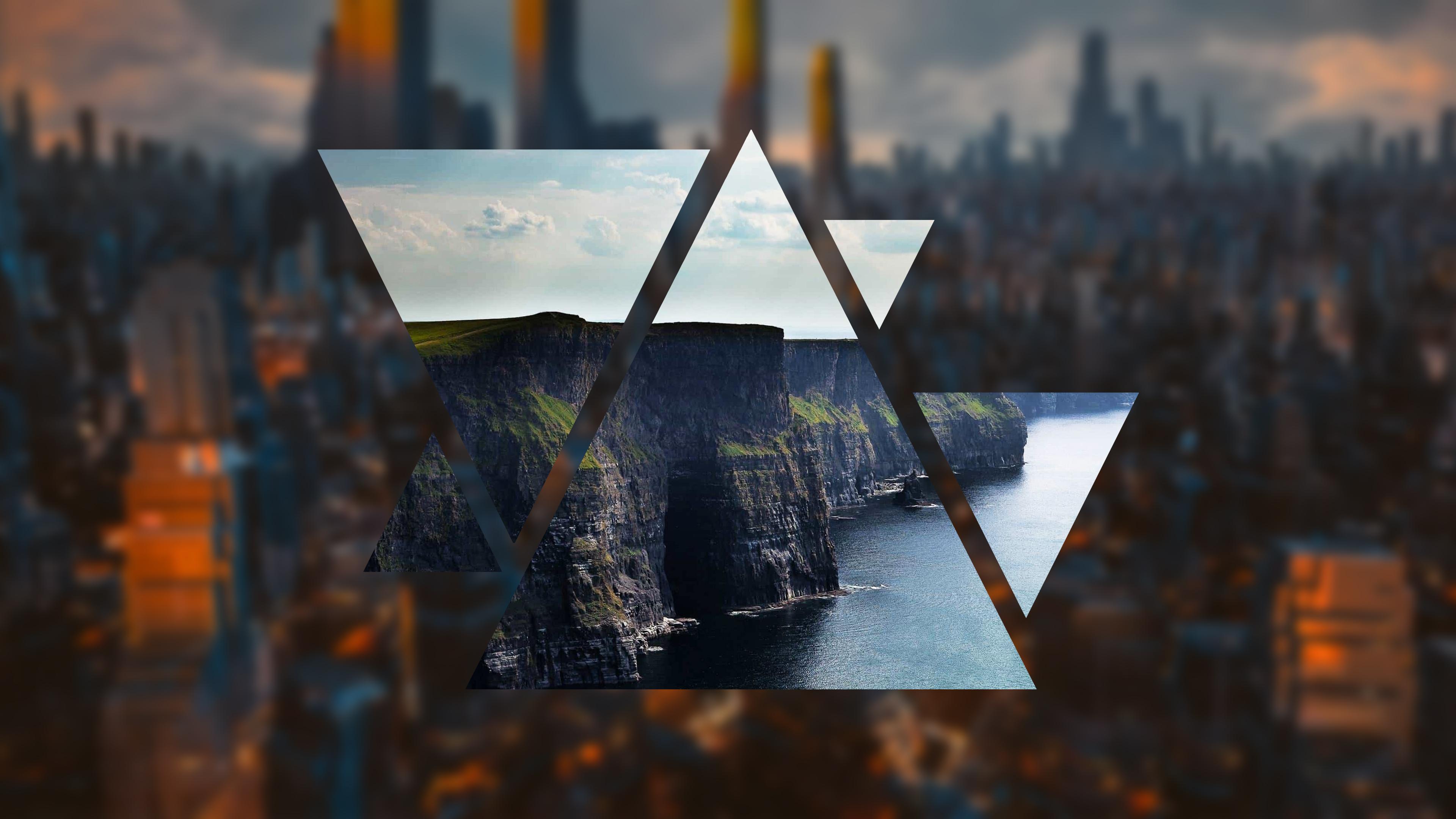 Blurry City / Cliffs [4K] [X-Post / r / wallpapers]: poliscapes