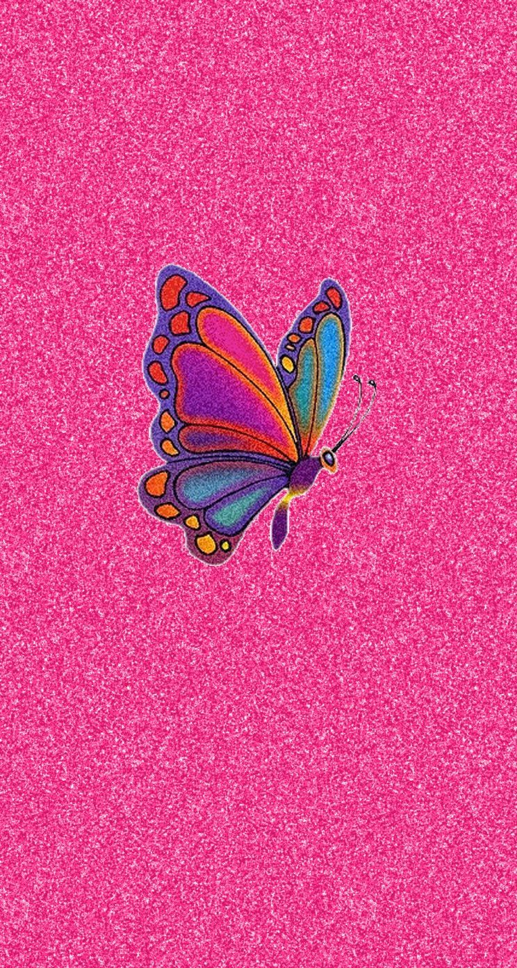 Pink Glitter Colorful Butterfly iPhone Fondos de pantalla | Color - Brillo