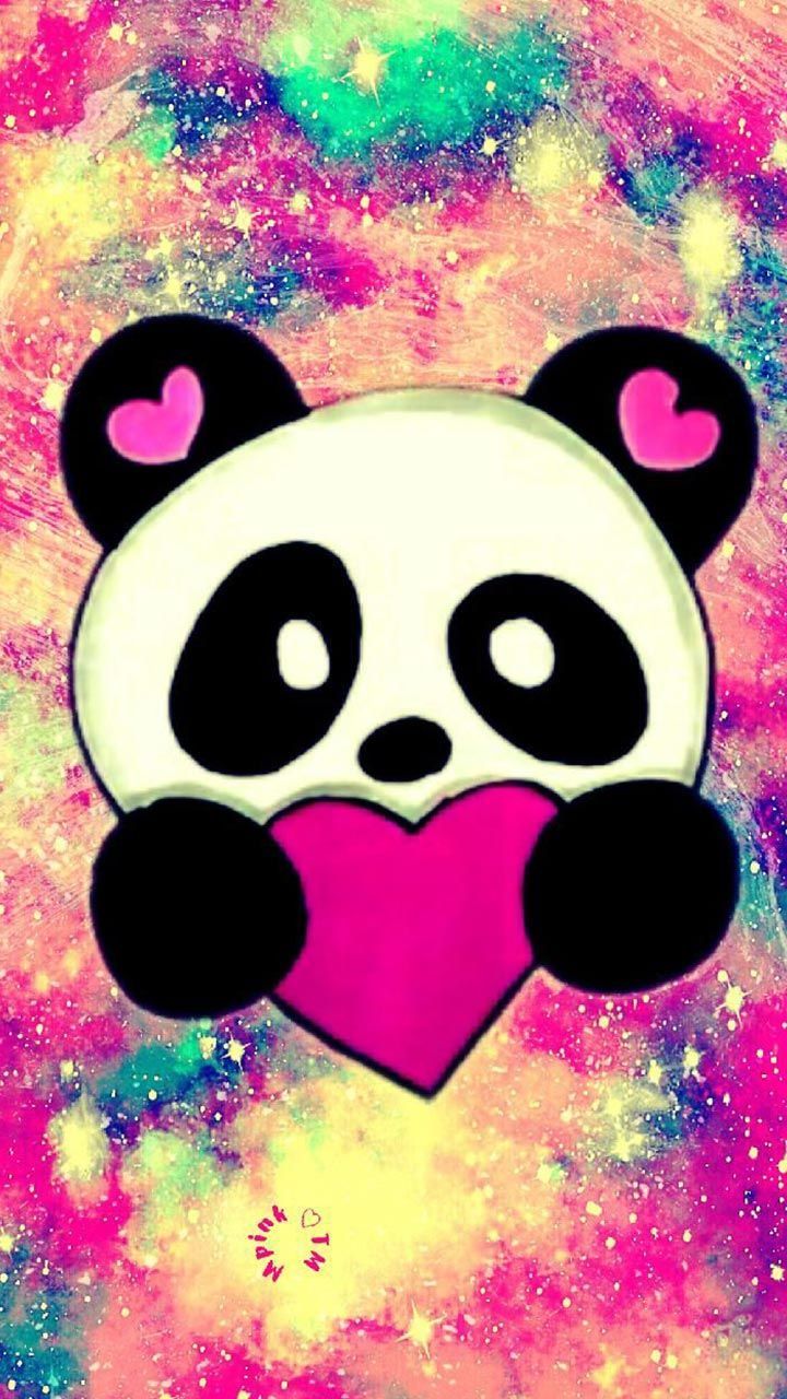 Lindo Panda amor. Galaxy panda fondo de pantalla. # corazón # amor #cute | Me encanta