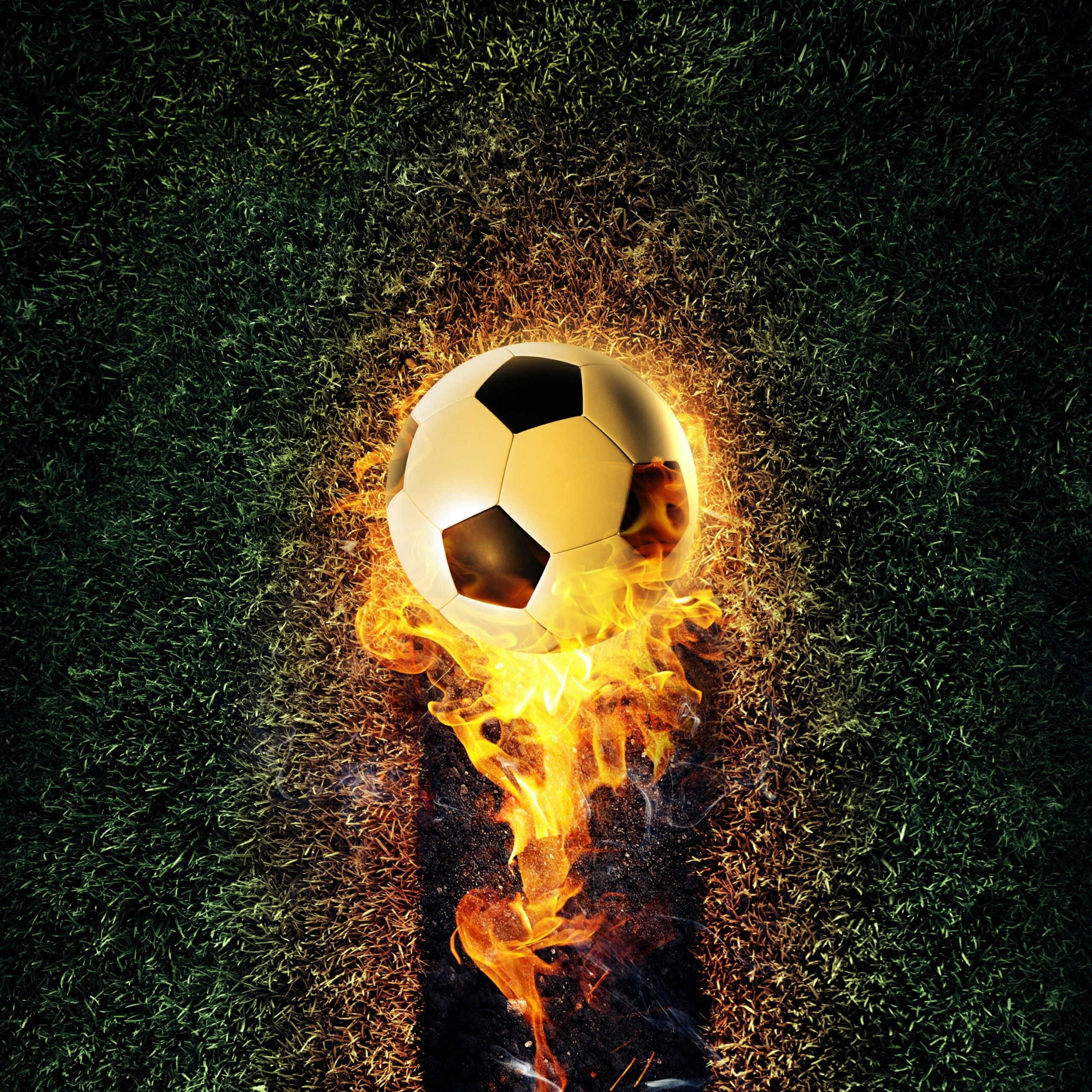 The Ball On Fire Soccer Football Sports QHD Wallpaper 2 - Fondo de pantalla
