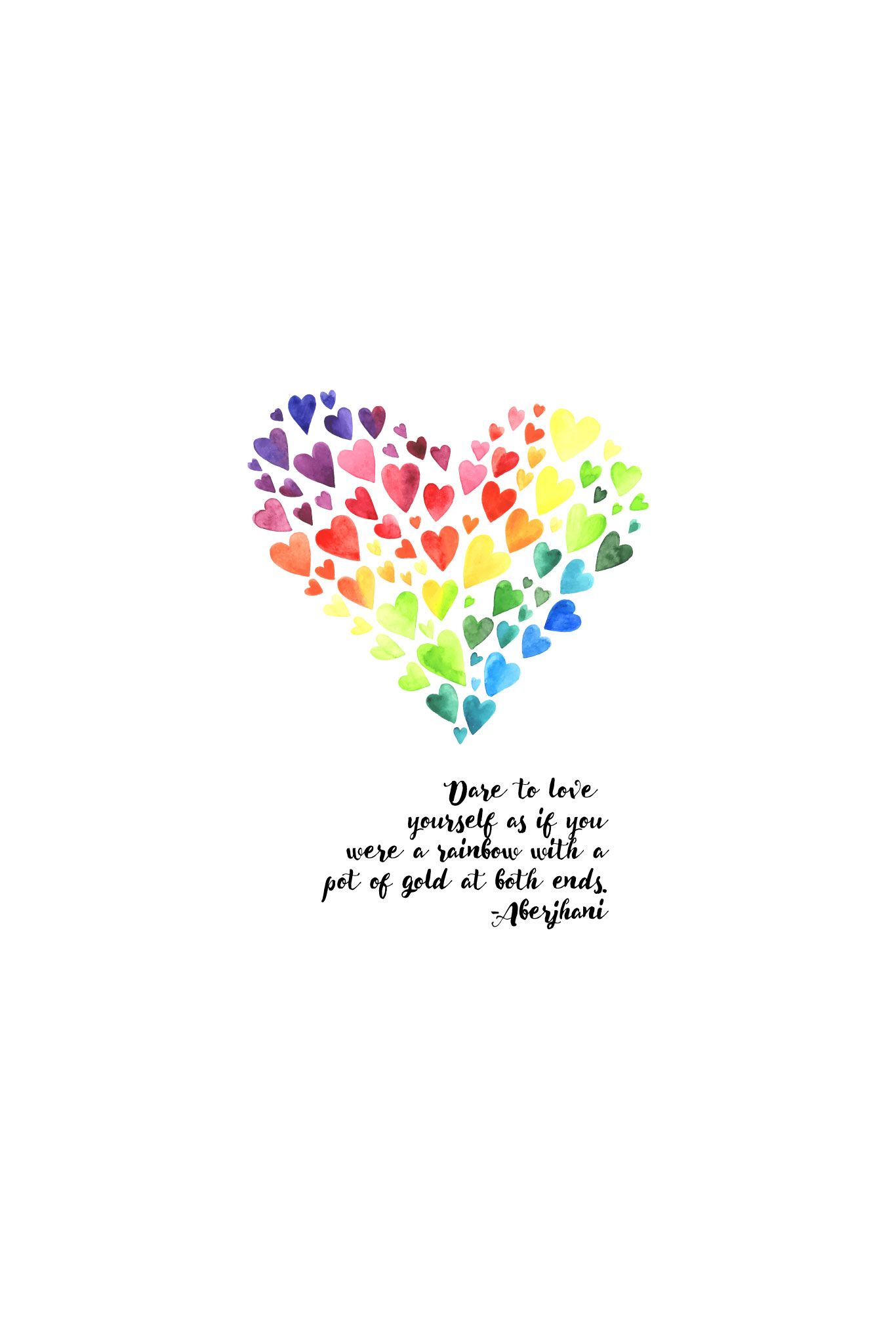 Rainbow Hearts Digital Wallpapers